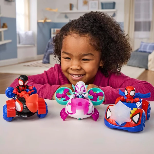 SPIDEY AND HIS AMAZING FRIENDS MILES SPIN MORALES TECHNO RACER VEHICLE AND FIGURE