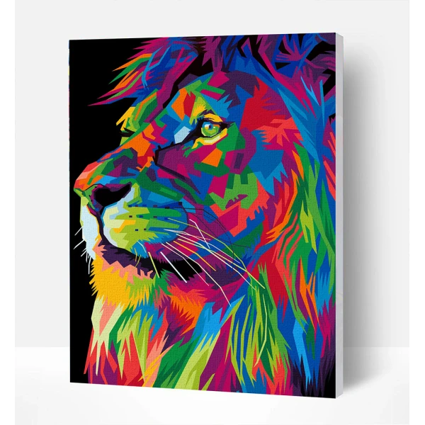 SPLAT PLANET PAINTING BY NUMBERS KIT ON FRAMED CANVAS 40X30 cm LION