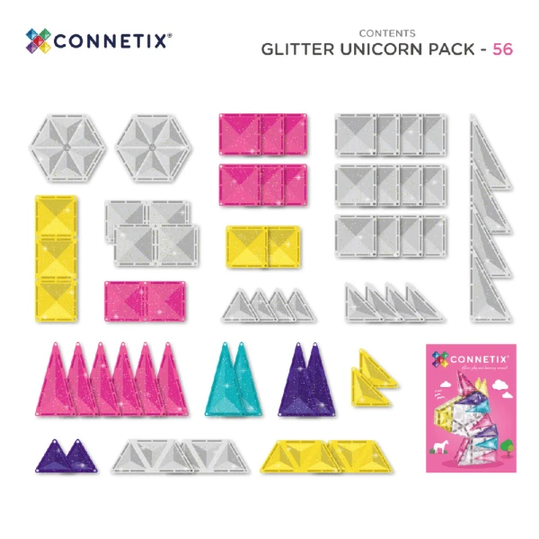 CONNETIX MAGNETIC TILES GLITTER UNICORN PACK 56 pcs