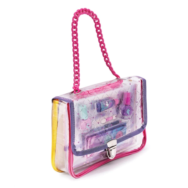 HAPPIHOBBI CHILDREN\'S BEAUTY SET PINK BAG WITH CHAIN ​​FOR 6+ YEARS