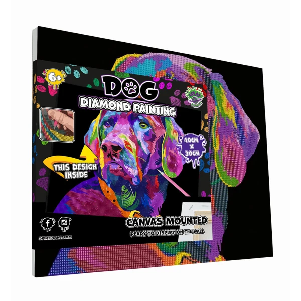 SPLAT PLANET DIAMOND PAINTING KIT ON FRAMED CANVAS 30X40 cm DOG