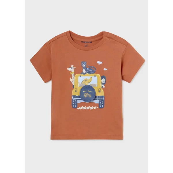 MAYORAL SHORT SLEEVES BLOUSE PLAY CAR SOFT ORANGE
