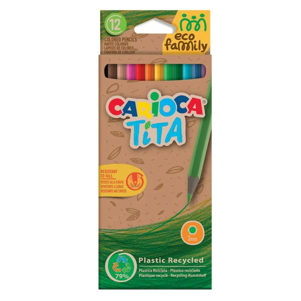 CARIOCA HEXAGONAL PENCILS TITA ECO FAMILY 12 COLOURS