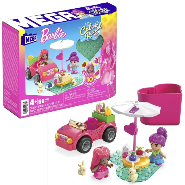 MEGA BARBIE COLOR REVEAL - CONVERTIBLE ROAD TRIP 66 pcs.