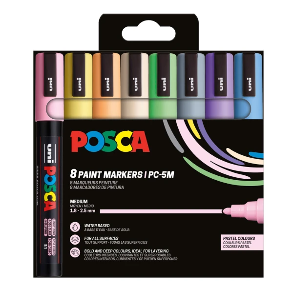 POSCA ΣΕΤ 8 ΜΑΡΚΑΔΟΡΟΙ PC-5M – PASTEL COLOR