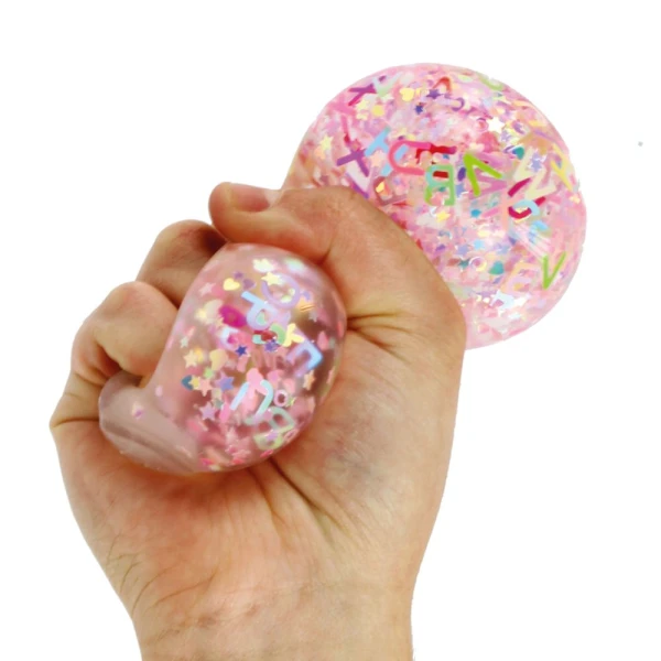 KEYCRAFT SQUISHY ALPHABET GLITTER BALL 60mm