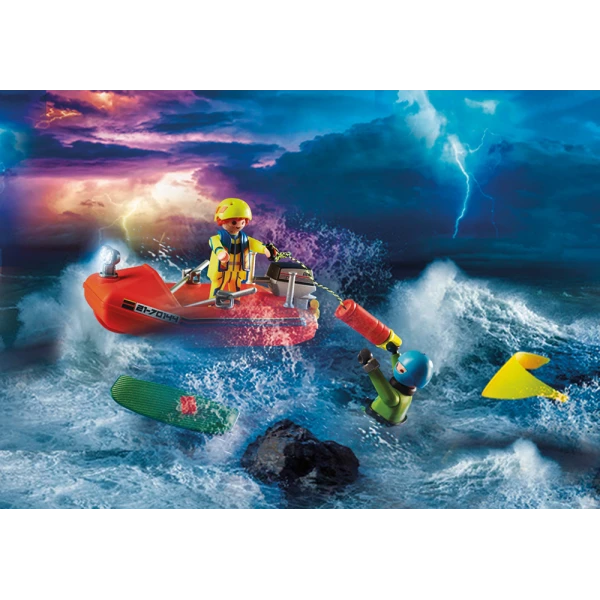 PLAYMOBIL CITY ACTION ΕΠΙΧΕΙΡΗΣΗ ΔΙΑΣΩΣΗΣ KITESURFER ΜΕ ΣΚΑΦΟΣ