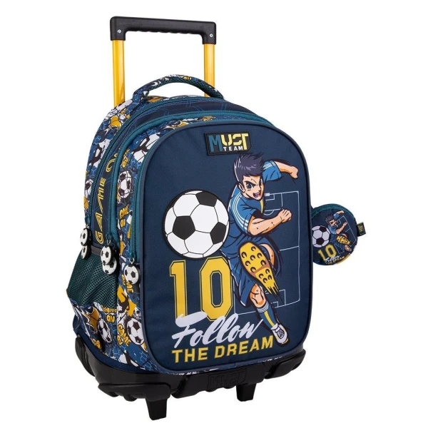MUST TEAM SCHOOL TROLLEY BACKPACK 34x20x44 cm 3 CASES - FOOTBALL