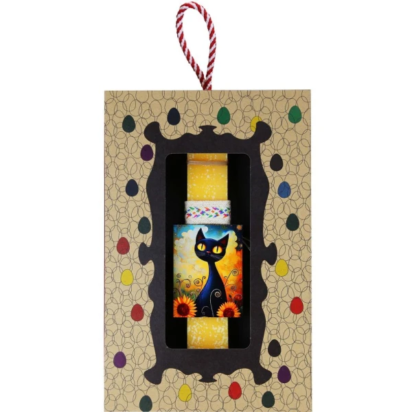 SYNCHRONIA HANDMADE CANDLE 20 cm PET MAGNET - CAT WITH SUNFLOWERS