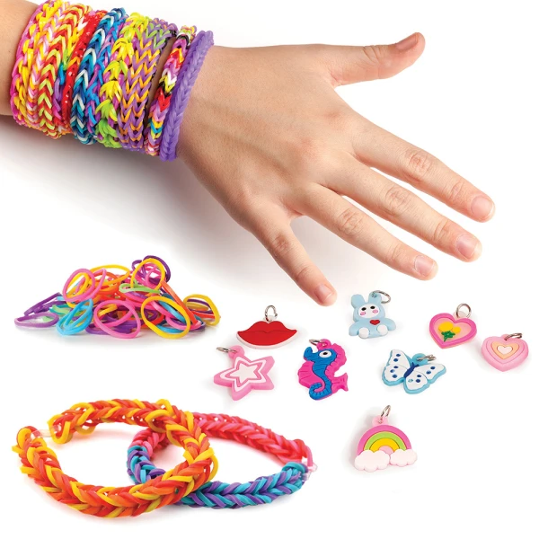 PLEXI-FLEXI PACK WITH 300 LOOMS & 4 CHARMS FOR AGES 5+ - 6 DESIGNS