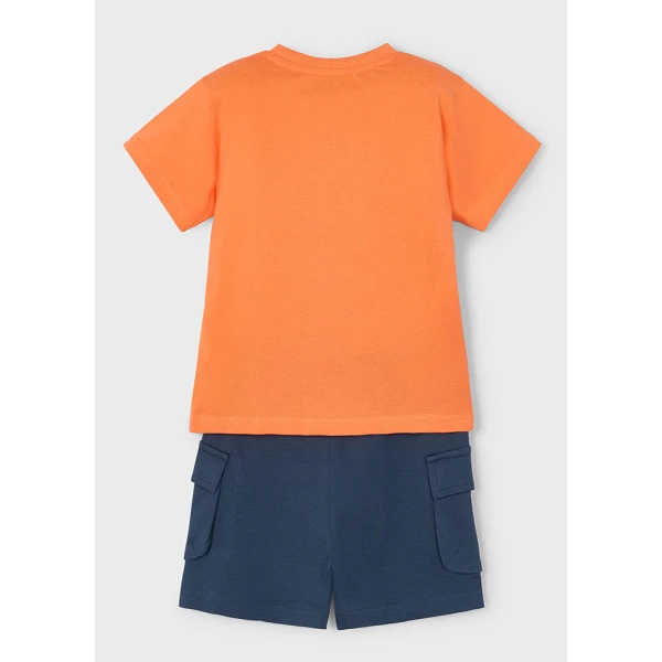 MAYORAL SET COTTON BERMUDA SHORTS CARGO CORAL-BLUE