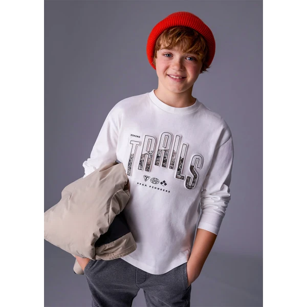 MAYORAL LONG-SLEEVE T-SHIRT TRAILS CREAM 