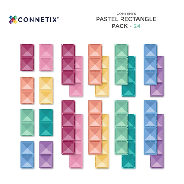 CONNETIX MAGNETIC TILES PASTEL RECTANGLE 24 pcs