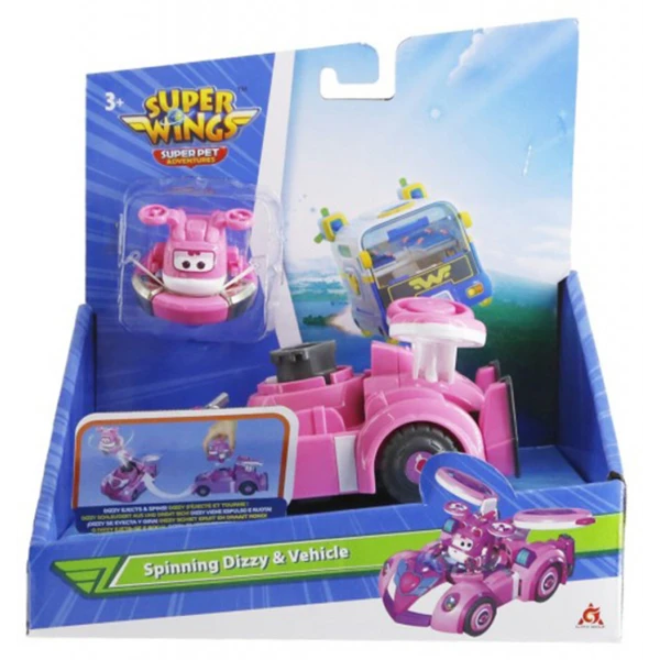 SUPER WINGS SUPER PET FREE WHEEL - SPINNING DIZZY & VEHICLE