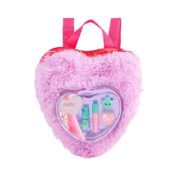 CREATE IT! FUZZY BACKPACK WITH MAKEUP SET PURPLE LOVE