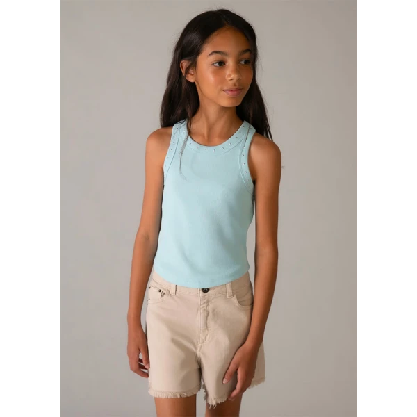 MAYORAL BLOUSE BRACES RIBBED LIGHT BLUE 