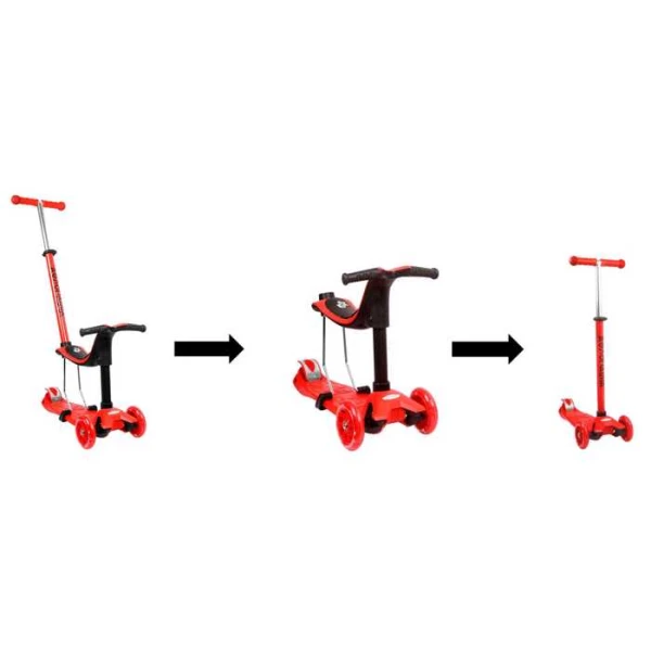 KIDS 3-WHEELS SCOOTER 3 IN 1 RED