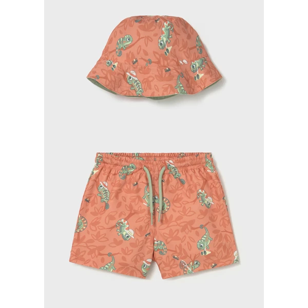 MAYORAL SET SWIMSUIT WITH HAT SOFT ORANGE