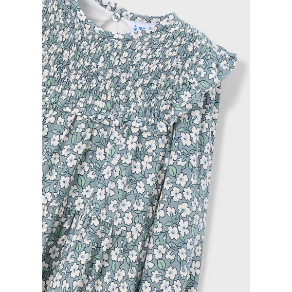 MAYORAL DRESS FLANNEL PRINTED GREEN 