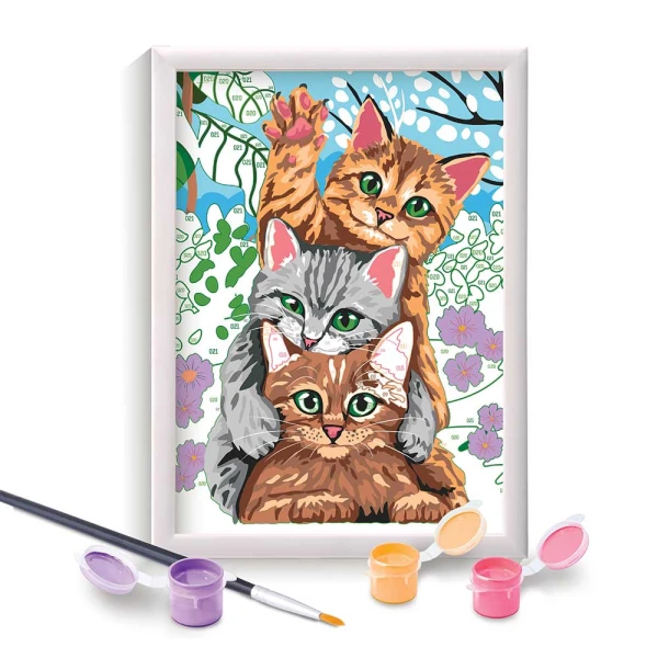 PAINT & FRAME PAINT BY NUMBERS FUNNY KITTIES FOR AGES 9+