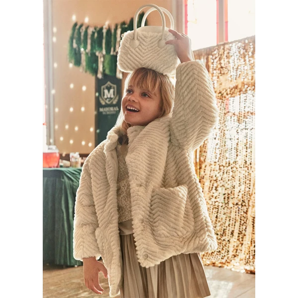 MAYORAL FUR COAT DARK BEIGE