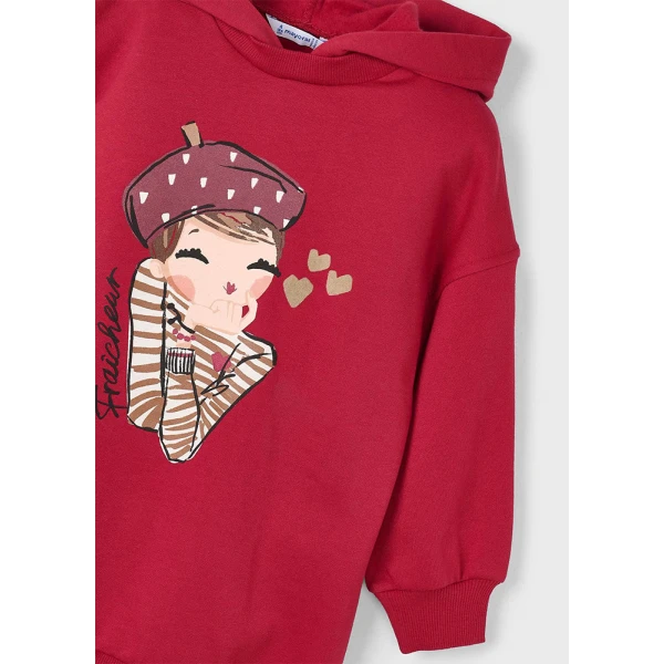 MAYORAL DRESS SWEATSHIRT HOOD RED 