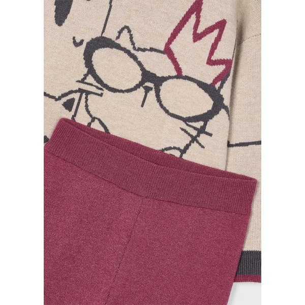 MAYORAL SET TROUSERS LONG KNITTED CHERRY MIX