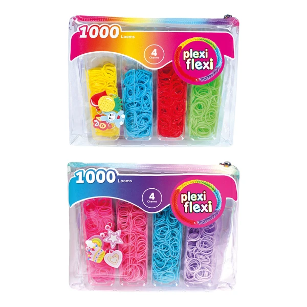 PLEXI-FLEXI BAG WITH 1000 LOOMS & 4 CHARMS - 2 COLOURS