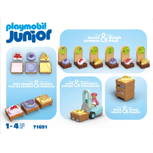 PLAYMOBIL JUNIOR ORGANIC MARKET STALL & FORKLIFT