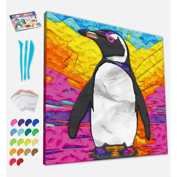 SPLAT PLANET CLAY PAINTING KIT ON CANVAS 30X30 cm PENGUIN