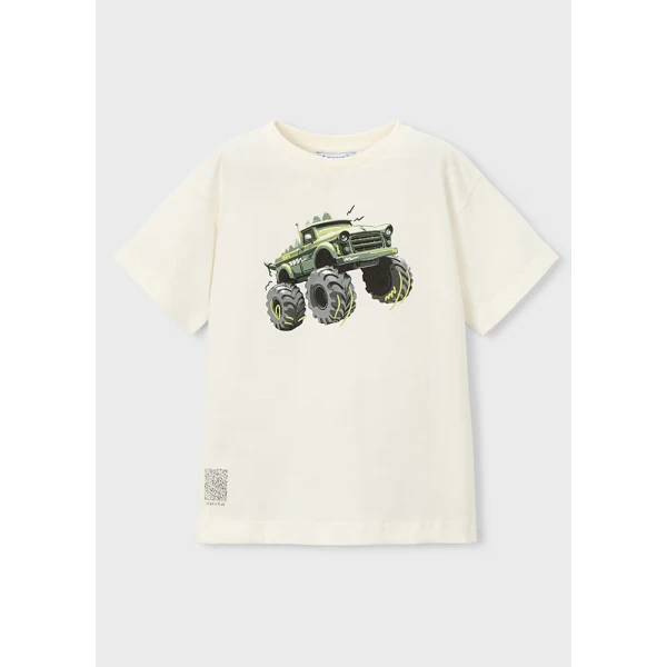 MAYORAL BLOUSE SHORT SLEEVES TRUCK CREAM 