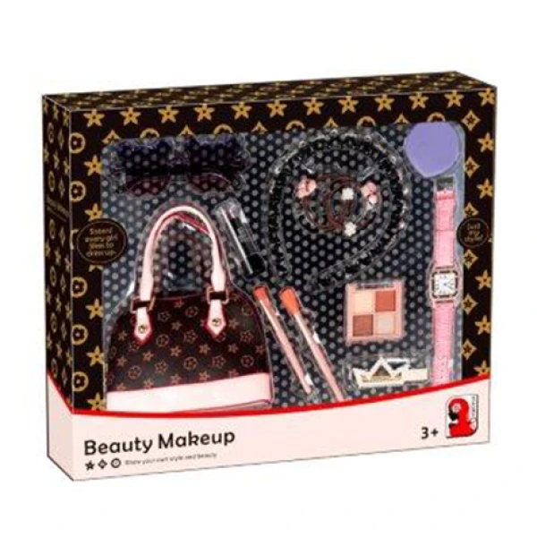 SET WITH BAG, MAKE UP, NECKLACE & REAL WATCH