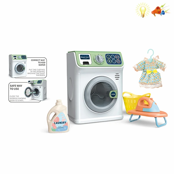 MINT GREEN WASHING MACHINE WITH TOUCH FUNCTIONS SOUND LIGHTS & ACCESSORIES