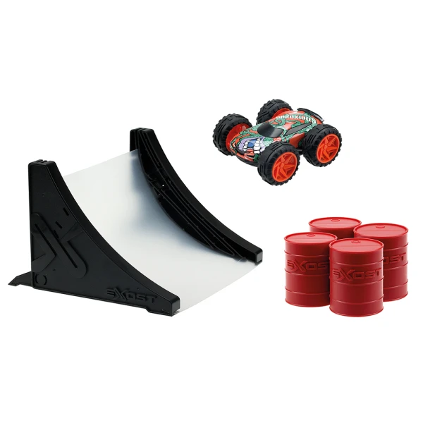 EXOST JUMP TOY CAR FRICTION POWERED WITH RAMP AND OBSTACLES - 3 DESIGNS