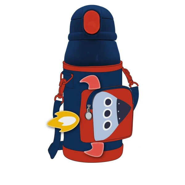 MUST TEAM STAINLESS STEEL THERMAL WATER BOTTLE 500ml WITH CASE AND STRAW – SPACE
