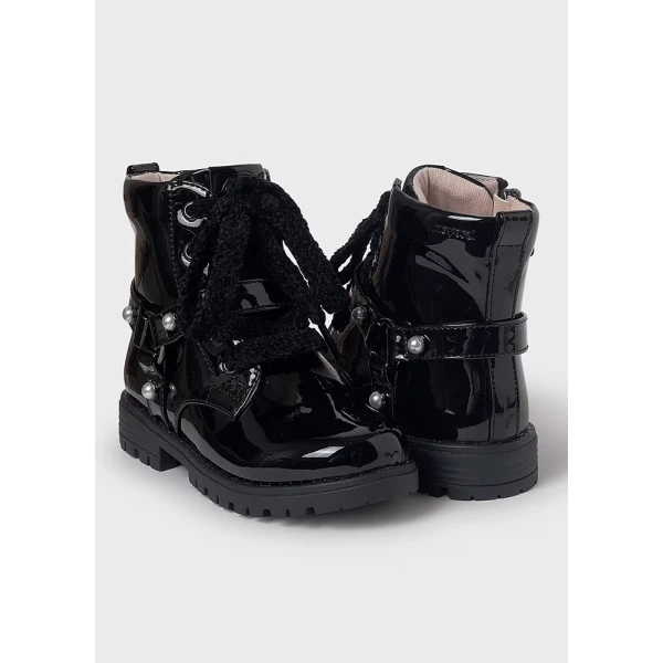 MAYORAL BIKER BOOTS PATENT LEATHER BLACK