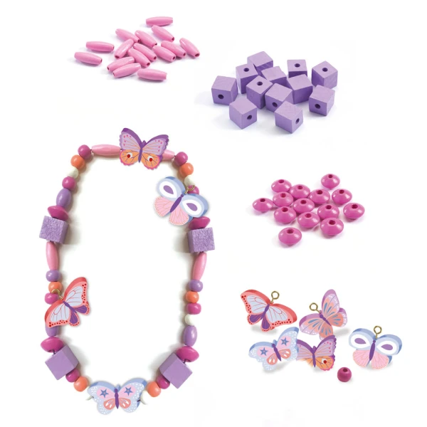 DJECO WOODEN BEADS JEWELRY - BUTTERFLIES