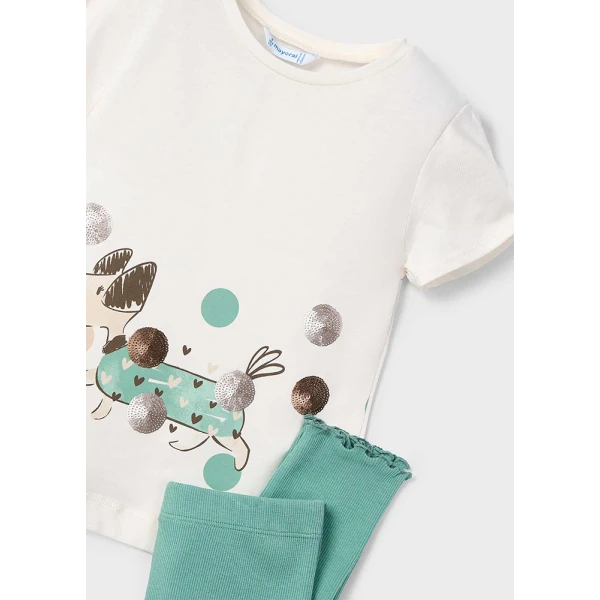 MAYORAL SET LEGGINGS PERFORATED MINT 