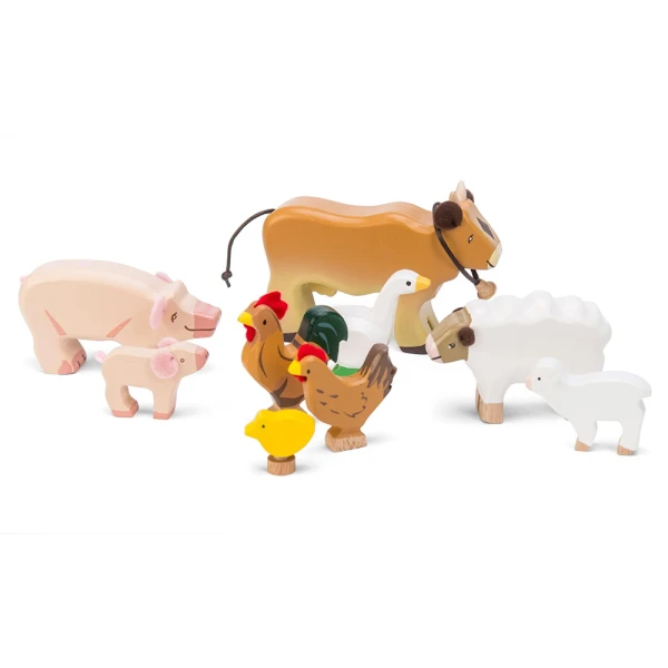 LE TOY VAN WOODEN SET FARM ANIMALS 9 pcs