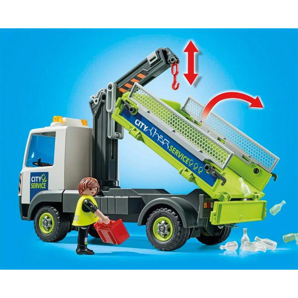 PLAYMOBIL CITY ACTION GLASS RECYCLING TRUCK WITH CONTAINER