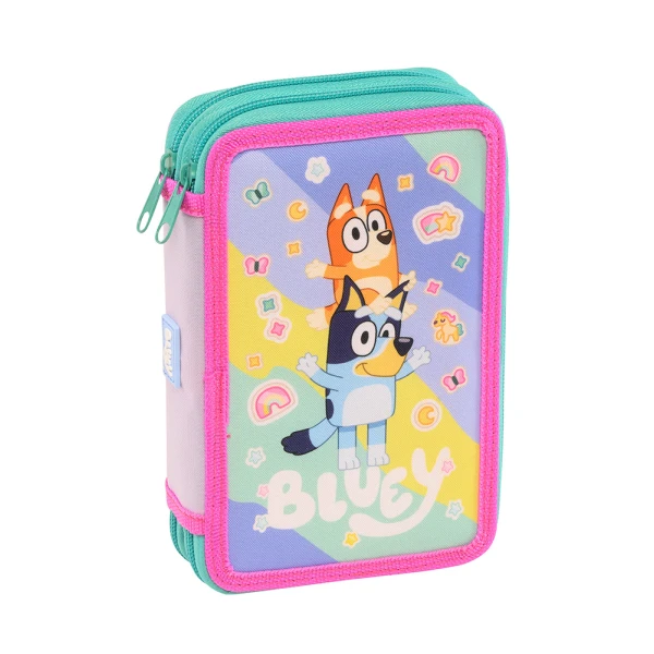 FILLED PENCIL CASE BLUEY - STICKERS RAIN
