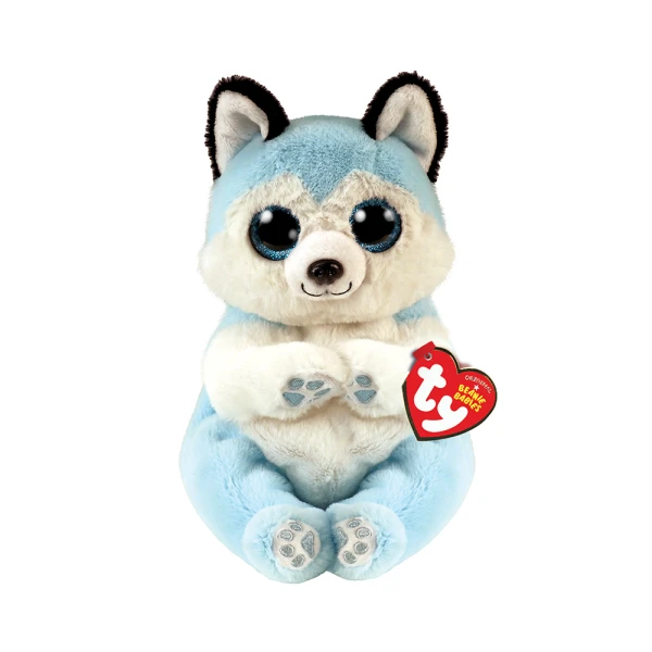 TY BEANIE BELLIES THUNDER PLUSH HUSKY LIGHT BLUE 15 CM