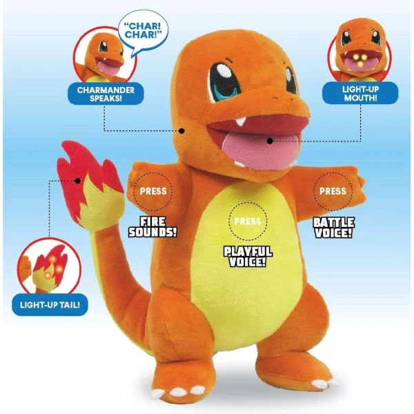 POKEMON PLUSH CHARMANDER 25 cM WITH SOUND & LIGHT (FLAME ACTION)