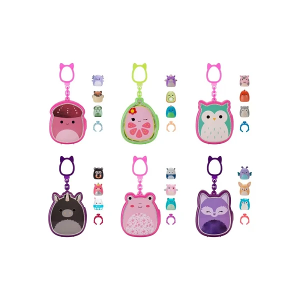 SQUISHMALLOWS SQUISH-A-LONGS SURPRISE KEYCHAIN-CASE 8 PLACES WITH 3 FIGURES W4