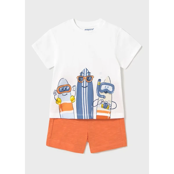 MAYORAL SET COTTON SURF BOARDS CORAL 