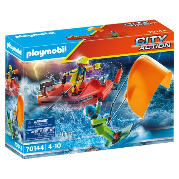 PLAYMOBIL CITY ACTION ΕΠΙΧΕΙΡΗΣΗ ΔΙΑΣΩΣΗΣ KITESURFER ΜΕ ΣΚΑΦΟΣ