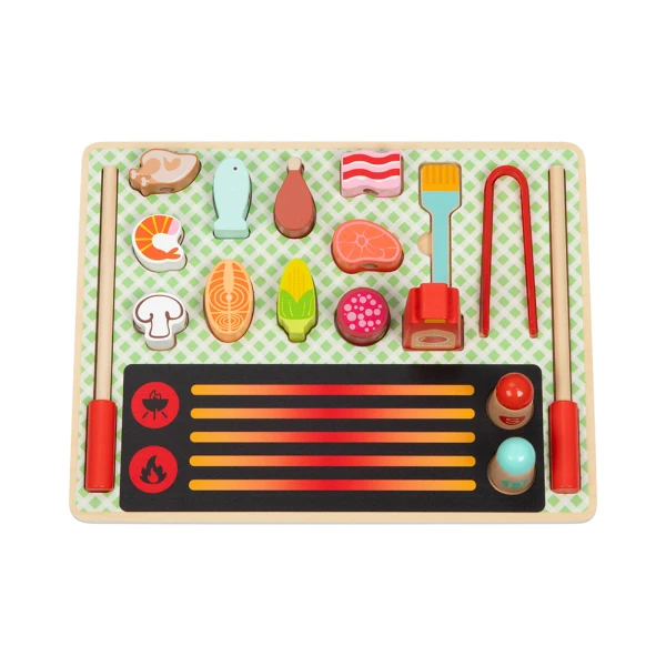 TOOKY TOY WOODEN SET GRILL AND WEDGES