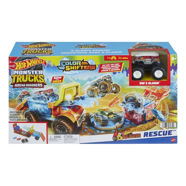 HOT WHEELS MONSTER TRUCKS PLAYSET COLOR SHIFTERS 5 ALARM RESCUE