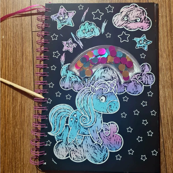COLORING BOOK SCRATCH ART SPARKLES - I LOVE UNICORNS