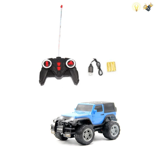 REMOTE CONTROL JEEP 1:18 WITH LIGHTS, USB - BLUE